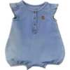 Macacão Henley de ganga com manguitos curtos para meninas (bebé)