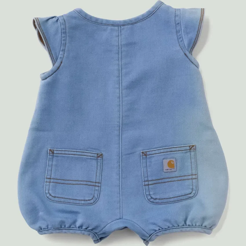 Macacão Henley de ganga com manguitos curtos para meninas (bebé)