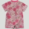 Macacão Henley floral com manguitos curtos e bolso para meninas (bebé)