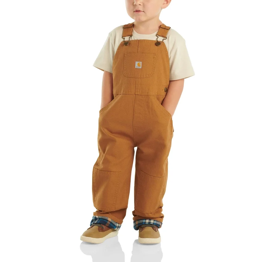 Macacão infantil de lona com peitoral, forrado a flanela (bebés/crianças pequenas)