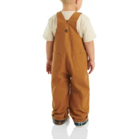 Macacão infantil de lona com peitoral, forrado a flanela (bebés/crianças pequenas)
