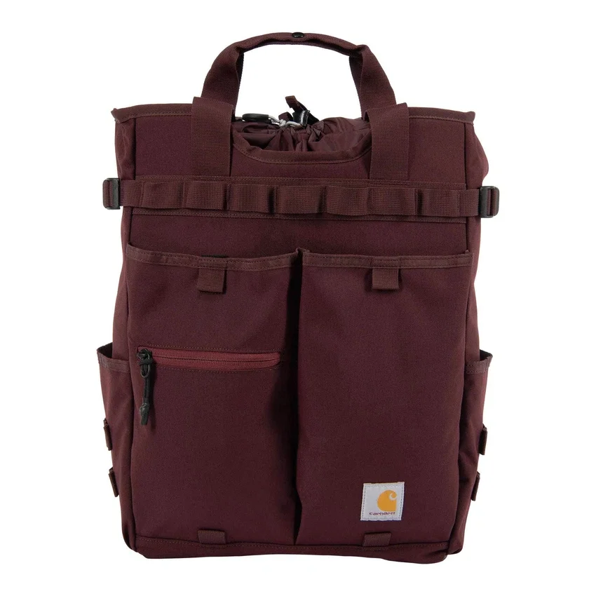 Mochila conversível tipo tote em nylon com fecho de cordão, 28 L