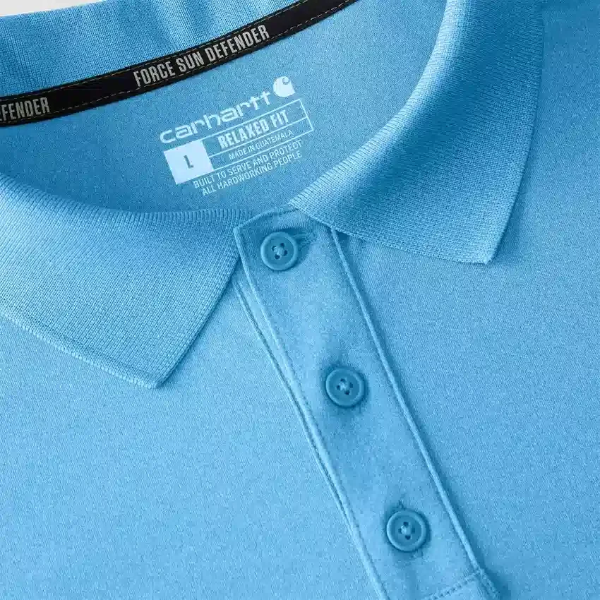 Polo masculino Force Sun Defender™ de corte descontraído com logótipo - Camisas com proteção solar