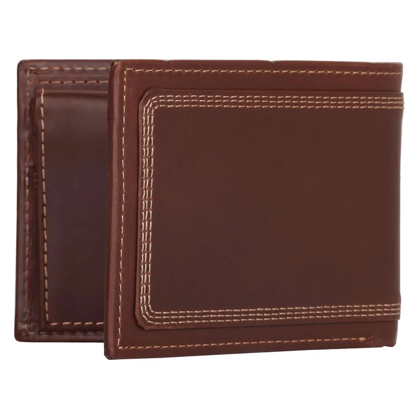 Porta-cartões em couro com costura tripla