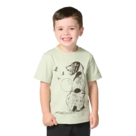 T-shirt de manguitos curtos com cão para rapazes (crianças/bebés)