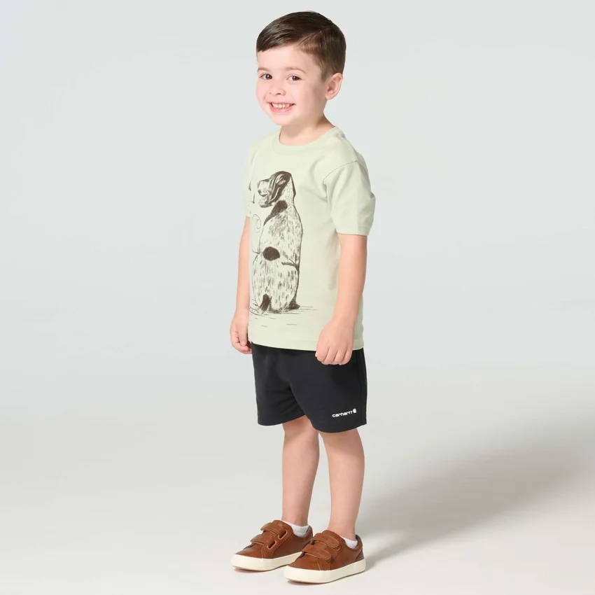 T-shirt de manguitos curtos com cão para rapazes (crianças/bebés)