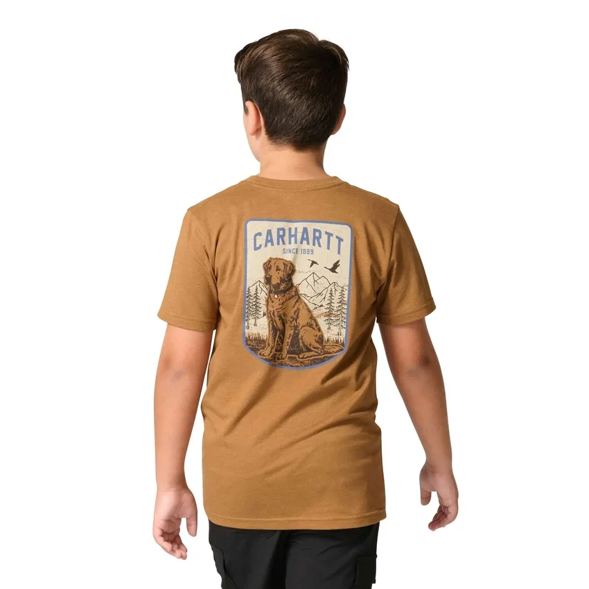 T-shirt de manguitos curtos com cão para rapazes (crianças/bebés/jovens)