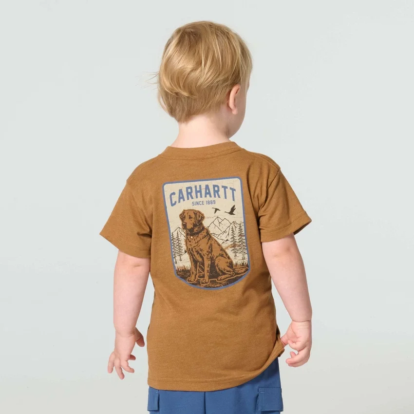 T-shirt de manguitos curtos com cão para rapazes (crianças/bebés/jovens)