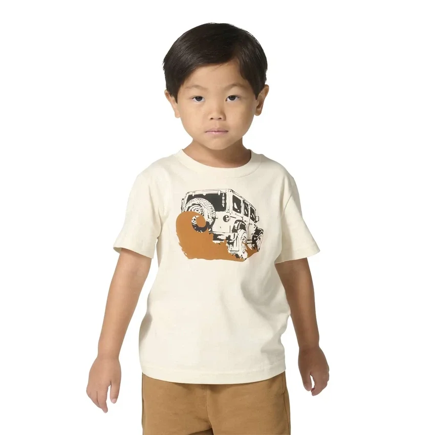 T-shirt de manguitos curtos com motivos de veículos para rapazes (crianças/bebés/jovens)