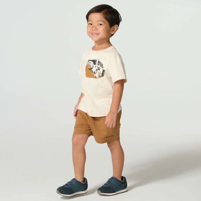 T-shirt de manguitos curtos com motivos de veículos para rapazes (crianças/bebés/jovens)