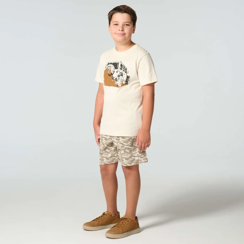 T-shirt de manguitos curtos com motivos de veículos para rapazes (crianças/bebés/jovens)