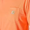 T-shirt feminina de manguitos longos com gola redonda e bolso, em Tencel