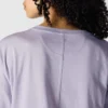 T-shirt feminina de manguitos longos com gola redonda e bolso, em Tencel