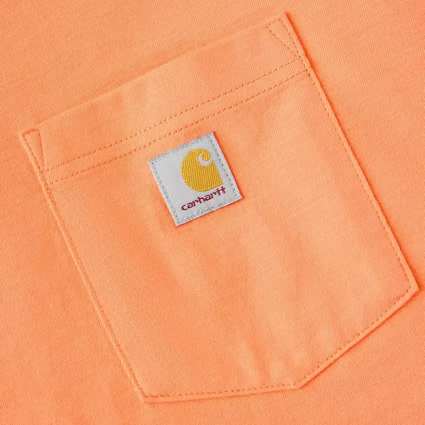 T-shirt feminina de manguitos longos com gola redonda e bolso, em Tencel