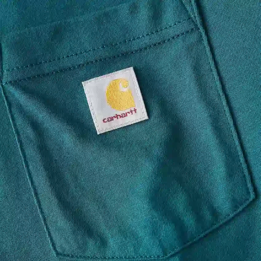 T-shirt feminina de manguitos longos com gola redonda e bolso, em Tencel
