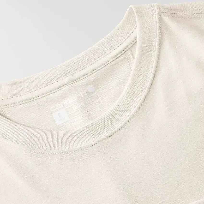 T-shirt feminina de manguitos longos com gola redonda e bolso, em Tencel