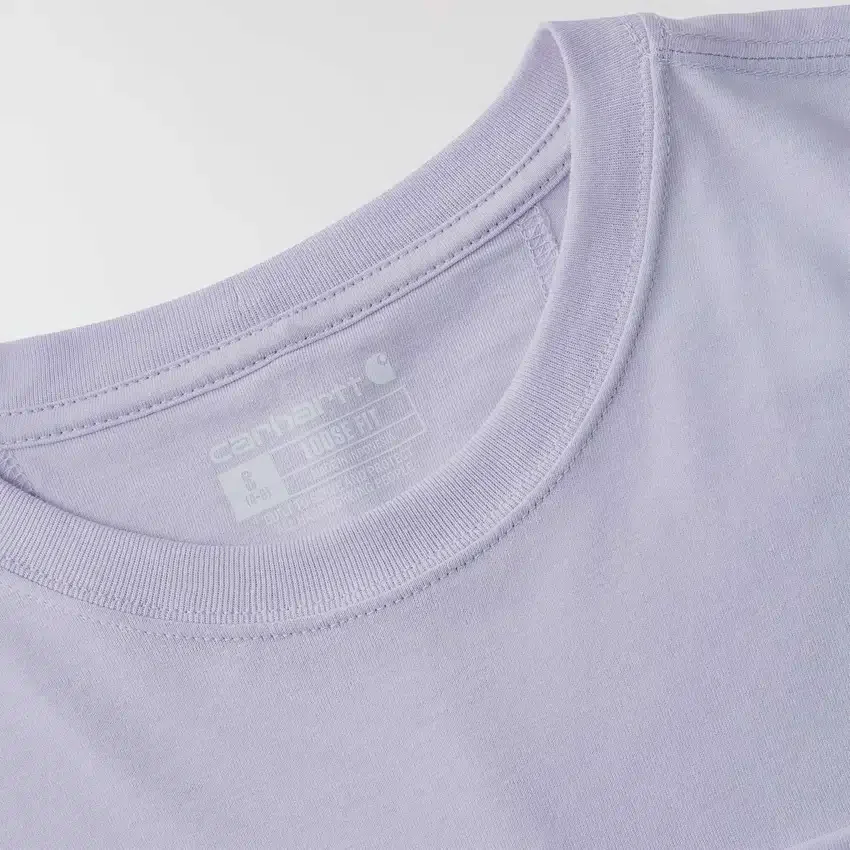 T-shirt feminina de manguitos longos com gola redonda e bolso, em Tencel