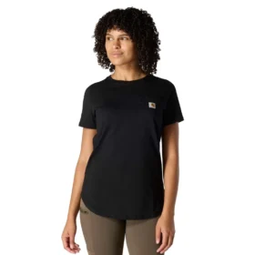 T-shirt feminina Force de corte descontraído, com bolso e tecnologia de absorção de humidade