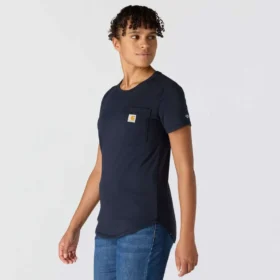 T-shirt feminina Force de corte descontraído, com bolso e tecnologia de absorção de humidade
