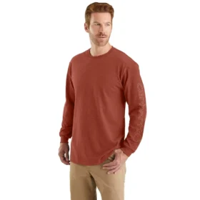 T-shirt masculina Dearborn de corte largo, tecido pesado e manguitos longos com logótipo
