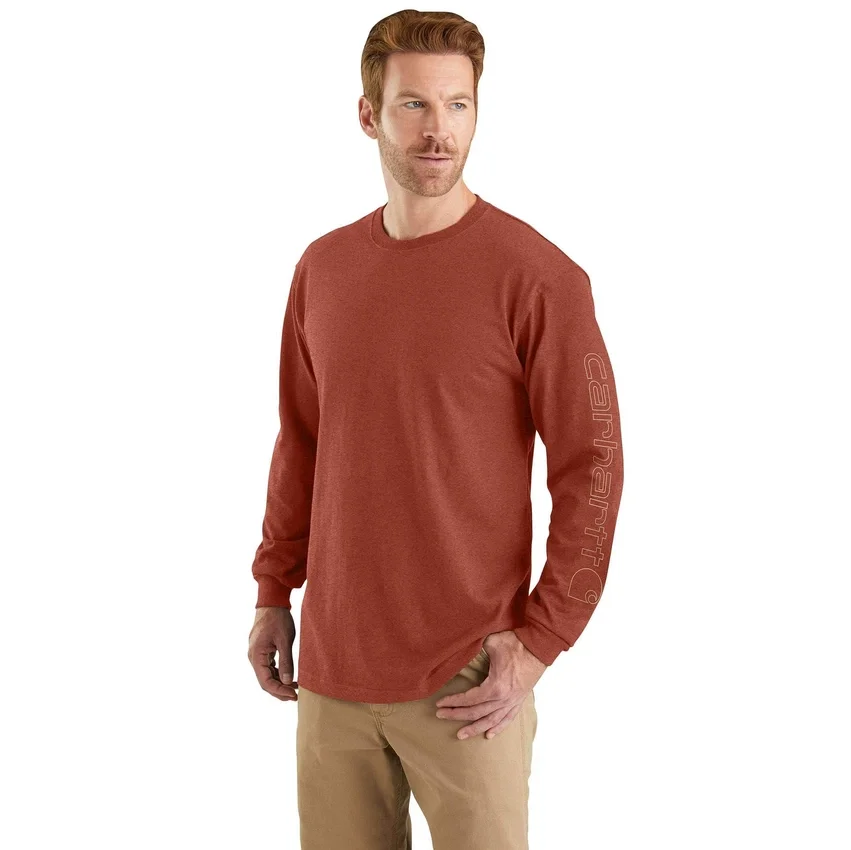 T-shirt masculina Dearborn de corte largo, tecido pesado e manguitos longos com logótipo