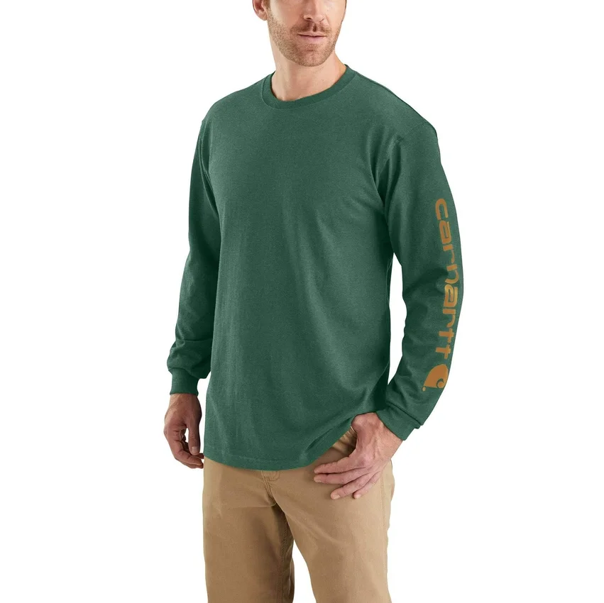 T-shirt masculina Dearborn de corte largo, tecido pesado e manguitos longos com logótipo