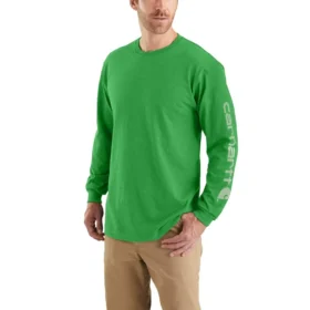 T-shirt masculina Dearborn de corte largo, tecido pesado e manguitos longos com logótipo
