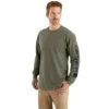 T-shirt masculina Dearborn de corte largo, tecido pesado e manguitos longos com logótipo