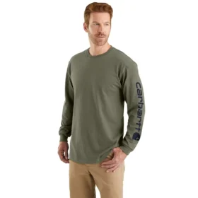 T-shirt masculina Dearborn de corte largo, tecido pesado e manguitos longos com logótipo