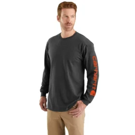 T-shirt masculina Dearborn de corte largo, tecido pesado e manguitos longos com logótipo