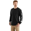 T-shirt masculina Dearborn de corte largo, tecido pesado e manguitos longos com logótipo