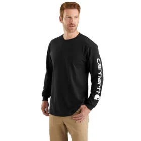 T-shirt masculina Dearborn de corte largo, tecido pesado e manguitos longos com logótipo