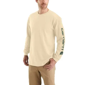 T-shirt masculina Dearborn de corte largo, tecido pesado e manguitos longos com logótipo