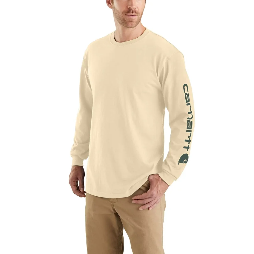 T-shirt masculina Dearborn de corte largo, tecido pesado e manguitos longos com logótipo