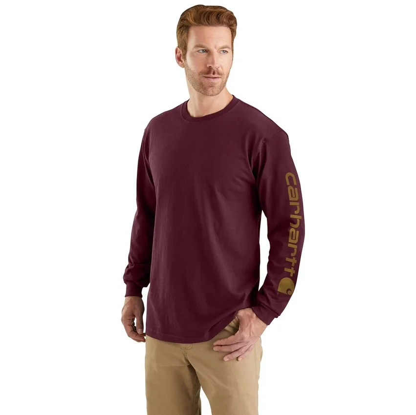 T-shirt masculina Dearborn de corte largo, tecido pesado e manguitos longos com logótipo