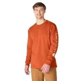T-shirt masculina Dearborn de corte largo, tecido pesado e manguitos longos com logótipo