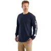 T-shirt masculina Dearborn de corte largo, tecido pesado e manguitos longos com logótipo