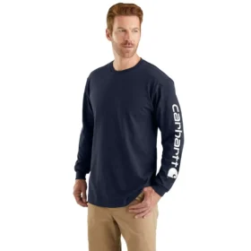 T-shirt masculina Dearborn de corte largo, tecido pesado e manguitos longos com logótipo