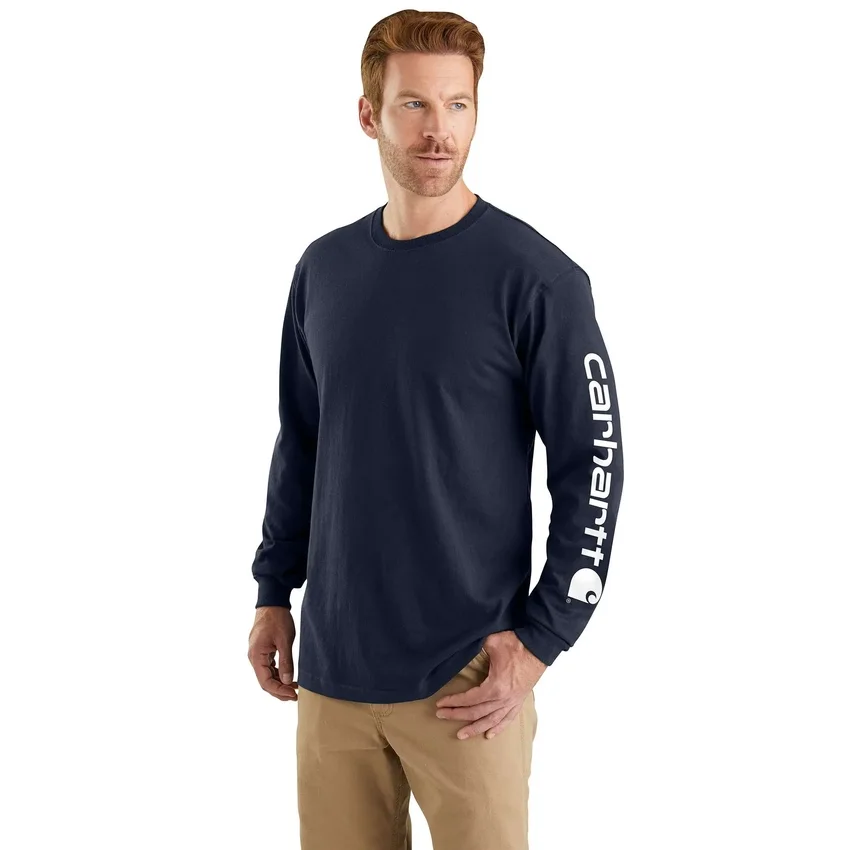 T-shirt masculina Dearborn de corte largo, tecido pesado e manguitos longos com logótipo