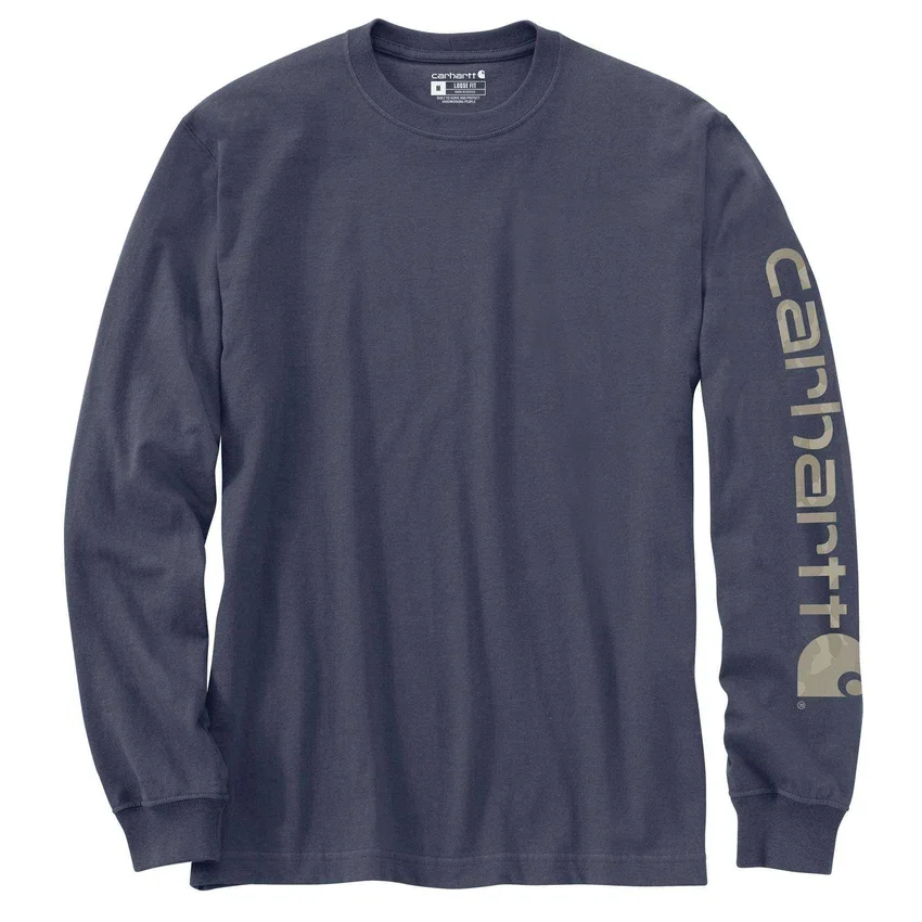 T-shirt masculina Dearborn de corte largo, tecido pesado e manguitos longos com logótipo