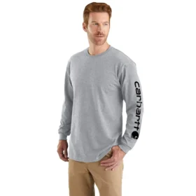 T-shirt masculina Dearborn de corte largo, tecido pesado e manguitos longos com logótipo