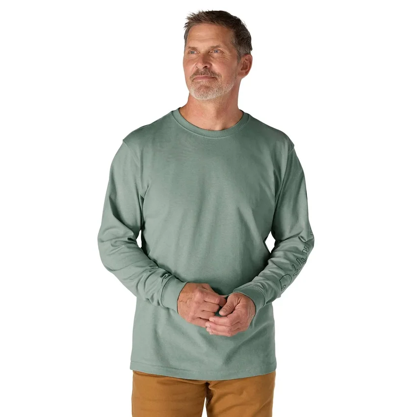 T-shirt masculina Dearborn de corte largo, tecido pesado e manguitos longos com logótipo