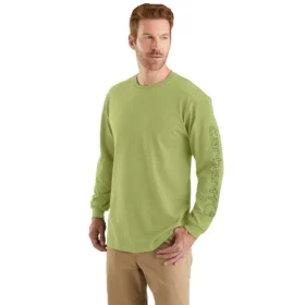 T-shirt masculina Dearborn de corte largo, tecido pesado e manguitos longos com logótipo