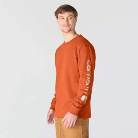 T-shirt masculina Dearborn de corte largo, tecido pesado e manguitos longos com logótipo
