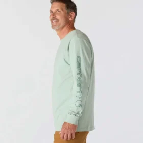 T-shirt masculina Dearborn de corte largo, tecido pesado e manguitos longos com logótipo
