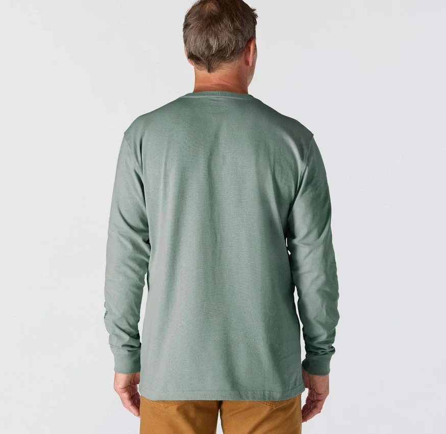 T-shirt masculina Dearborn de corte largo, tecido pesado e manguitos longos com logótipo
