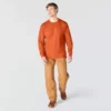 T-shirt masculina Dearborn de corte largo, tecido pesado e manguitos longos com logótipo