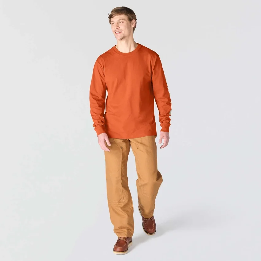 T-shirt masculina Dearborn de corte largo, tecido pesado e manguitos longos com logótipo