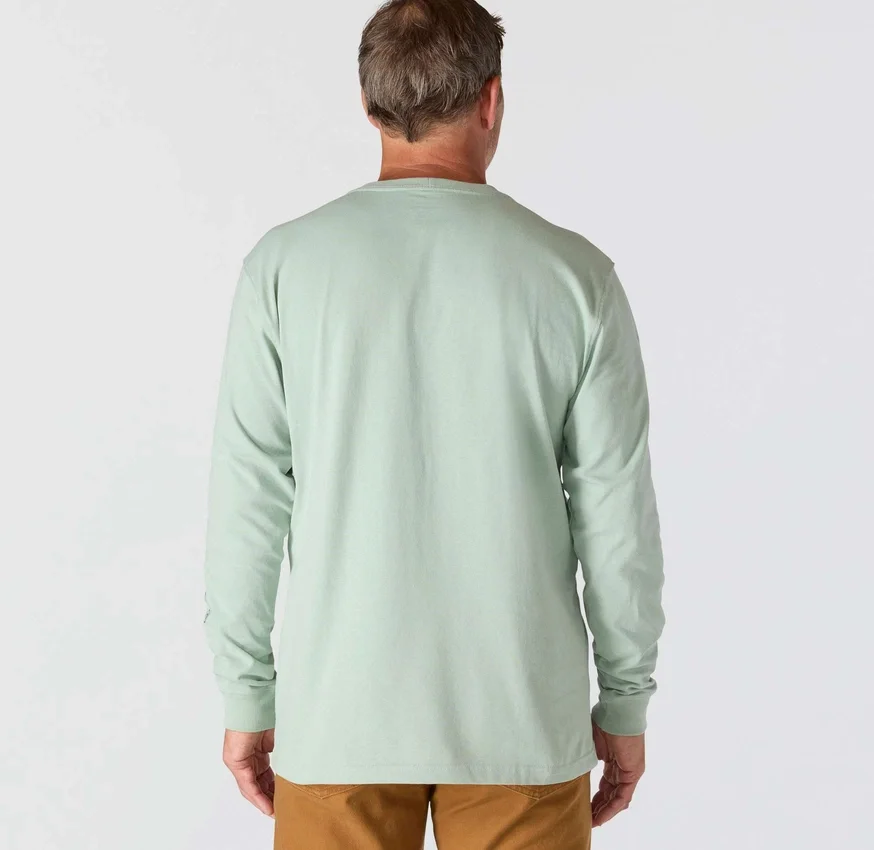 T-shirt masculina Dearborn de corte largo, tecido pesado e manguitos longos com logótipo