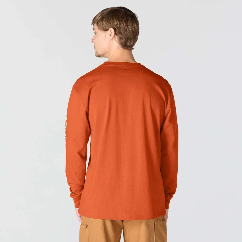 T-shirt masculina Dearborn de corte largo, tecido pesado e manguitos longos com logótipo